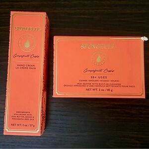 Spongelle Grapefruit Cassis Hand Cream Pedi Buffer Bundle New